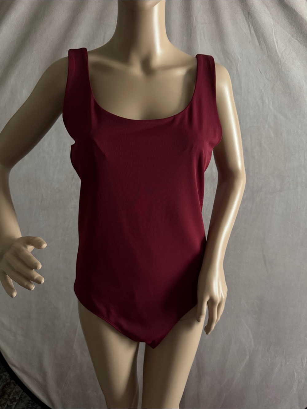 Express Women's Burgundy Scoop Neck Bodysuit
